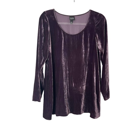 Eileen Fisher Scoop Neck Velvet Long Sleeve Tunic Top Women Size S-XS - Picture 6 of 16